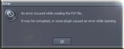 An error occurred while reading the FLP file
